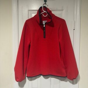 Dudley Stephens Vista Pullover‎ Red Waffle Knit Blue Trim Women's Small New